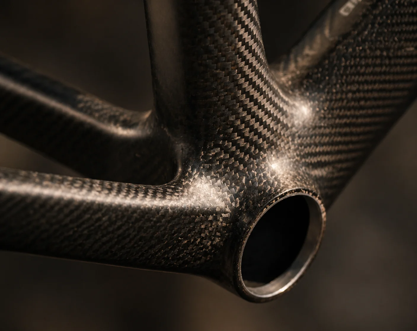 Carbon fiber bike frame detail